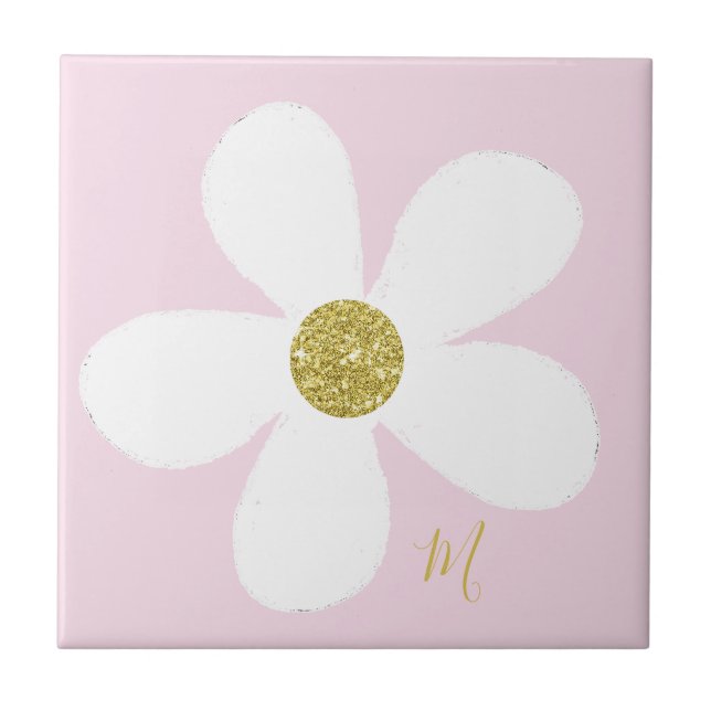 Carreau Rose Blanc Faisy Simple Floral Or Personnel (Devant)