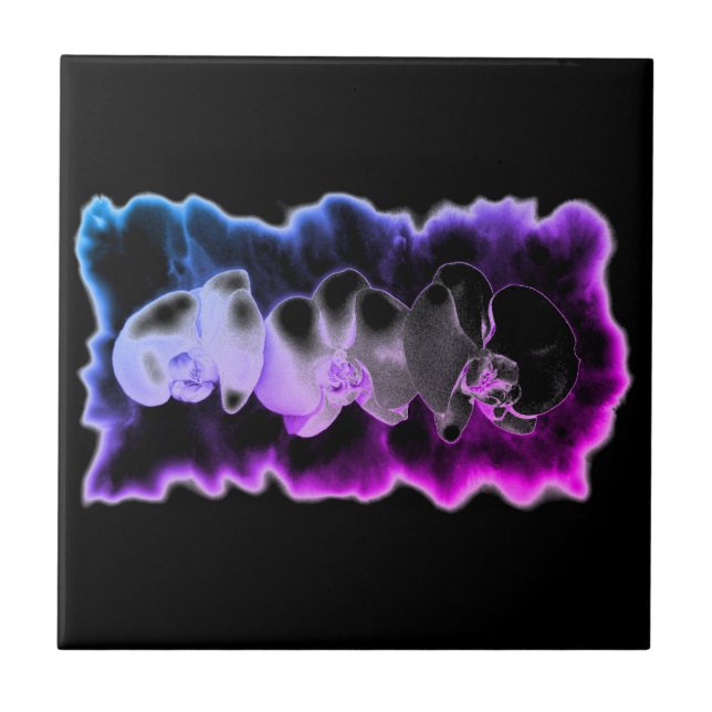 Carreau Rose bleu violet aquarelle Orchidées Motif (Devant)