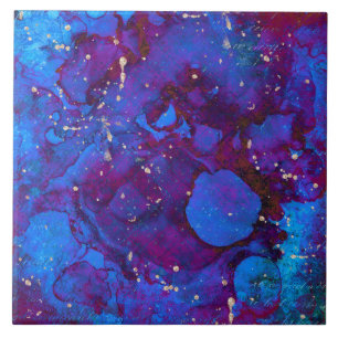 Carreau Rose d'alcool bleu violet avec éclats d'or faux