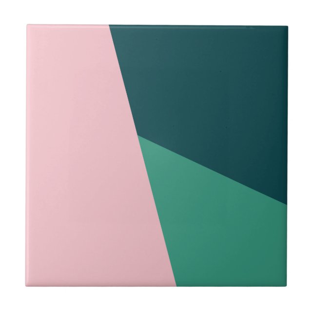 Carreau Rose en pastel et vert géométriques abstraits (Devant)