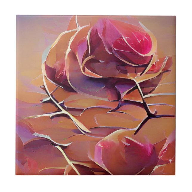 Carreau Rose épines or graphique art abstrait (Devant)