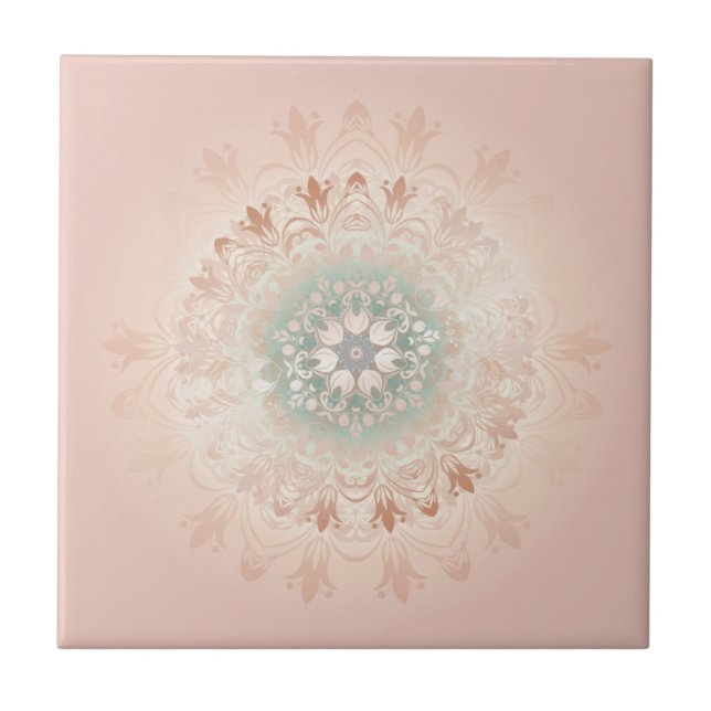 Carreau Rose Gold Blush Floral Mandala (Devant)