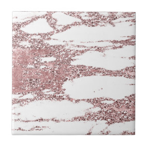 Carreau Rose Gold Rose Pâle Pailleté Brillant Marbre