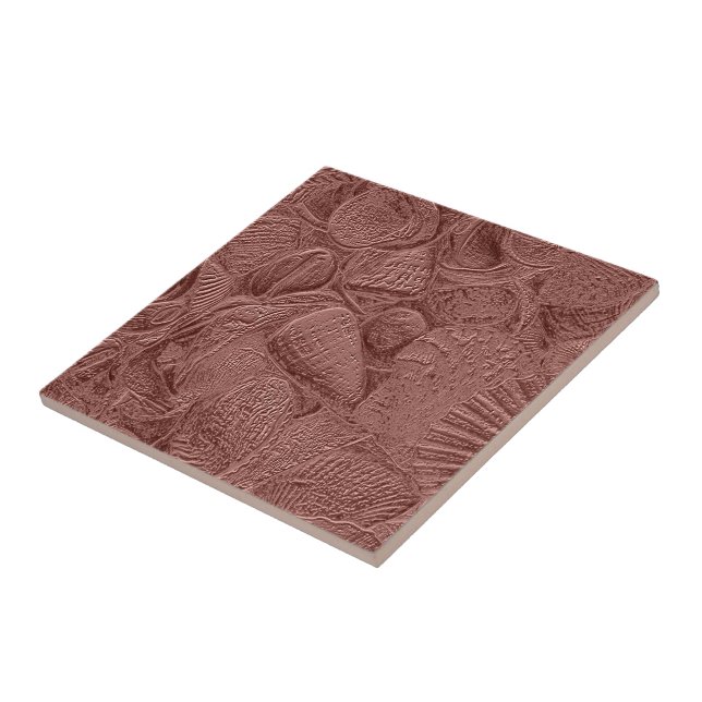 Carreau Rose Gold Seashells Ocean Beach Design élégant (Côté)