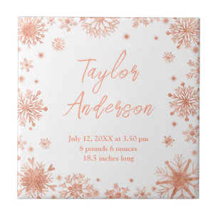 Carreau Rose Gold Snowflakes Statistiques de naissance des