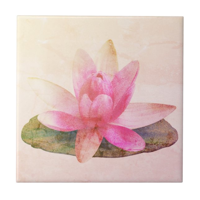 CARREAU ROSE LOTUS BOUTON CARRÉ CÉRAMIQUE (Devant)