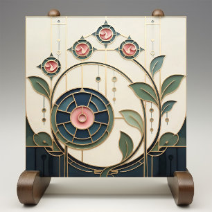 Carreau Rose Mackintosh Art Nouveau Faux Verre Cathédral