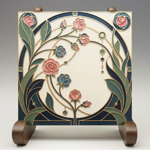 Carreau Rose Mackintosh Art Nouveau Faux Verre Cathédral