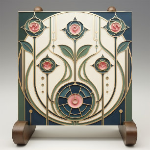 Carreau Rose Mackintosh Art Nouveau Faux Verre Cathédral