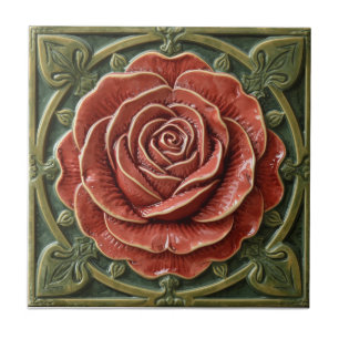 Carreau Rose Mackintosh Faux Relief Arts & Crafts Reproduc