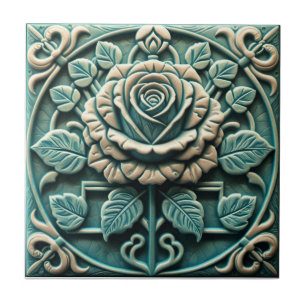 Carreau Rose Mackintosh Faux Relief Arts & Crafts Reproduc
