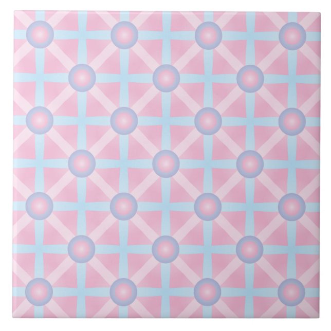 Carreau Rose mignon, violet et bleu clair Motif (Devant)
