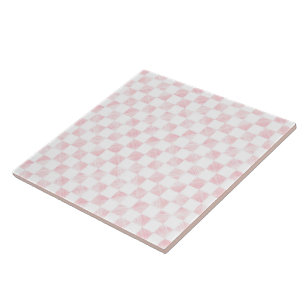 Carreau Rose moderne Grèves d'or À damiers Motif blanc