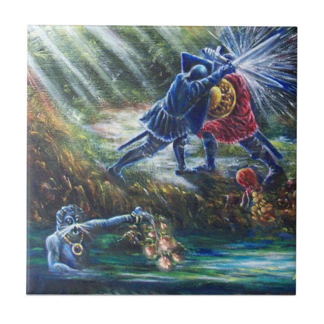 Carreau ROSE OUBLIÉ combattant les chevaliers, l'argent et (Devant)