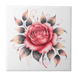 Carreau Rose rose roseau moderne élégante aquarelle rose
