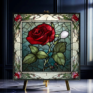 Carreau Rose rouge avec bordure de vigne look