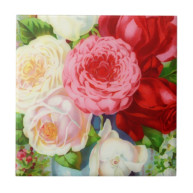 Carreau roses anciennes colorées (Devant)