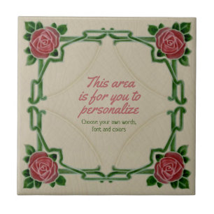 Carreau Roses Art Nouveau Cadre Repro Tile à personnalise