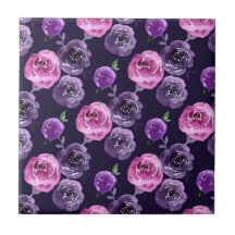 Roses Florales Aquarelle Rose Et Violet Romantique