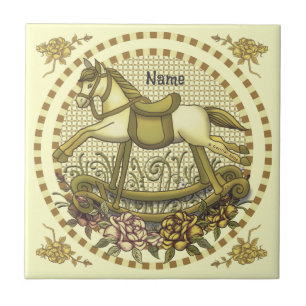 Carreau Roses Jaunes Roses Rocheuses Cheval tuile