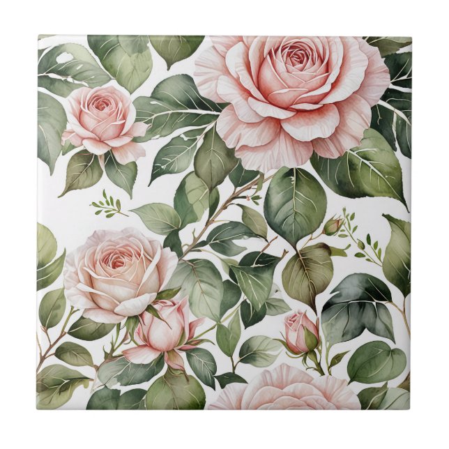 Carreau Roses rose pâle Carrelage en céramique sans joint (Devant)