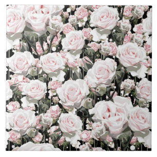 Carreau Roses roses douces