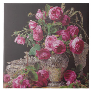 Carreau Roses roses (par Ferdinand Georg Waldmüller)
