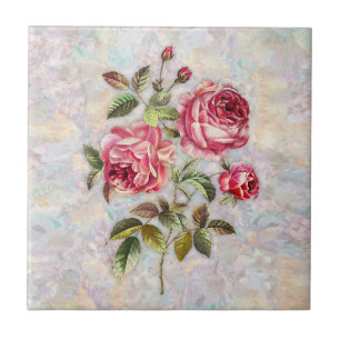 Carreau Roses roses roses sur fond texturé