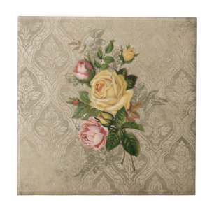 Carreau Roses vintages et Damask
