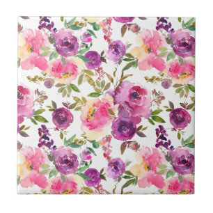 Carreau Roses Violettes Roses Fleurs Rose Tendance Fémini