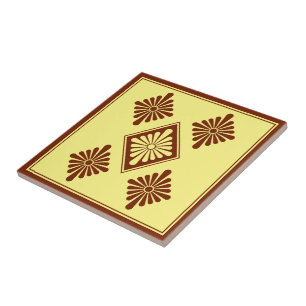 Carreau Rosette rouge jaune orientale Japon Art oriental