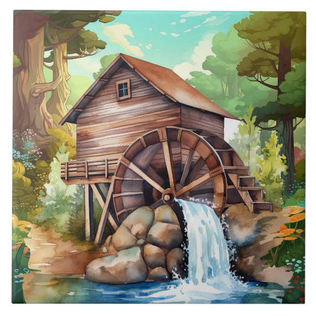 Carreau roue à eau douce Pays (Devant)