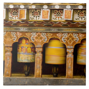 Carreau Roues de prière, Roue de mani à Trongsa Dzong,