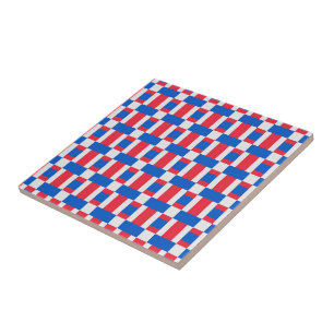 Carreau Rouge Blanc Et Bleu Impression Par Blocs De Couleu