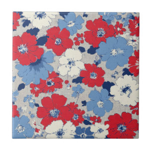 Carreau Rouge Bleu Blanc Floral Patriotique (12)