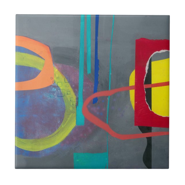 Carreau Rouge gris Abstrait moderne (Devant)