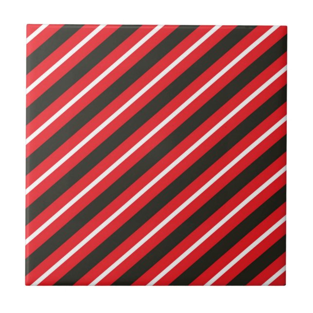 Carreau Rouge Noir Blanc Lignes Diagonales Bandes Géométri (Devant)
