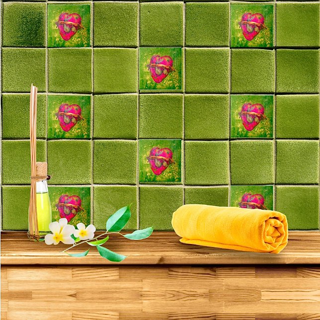 Carreau Rouge & Vert Vieux Milagro Mexicain Coeur de charm (Créateur téléchargé)