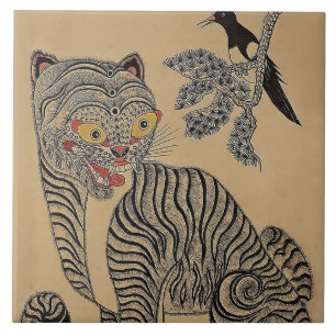 Carreau Rouleau coréen vintage de Minhwa Tigre