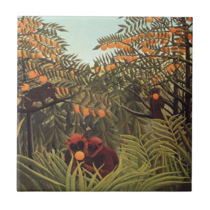 Carreau Rousseau - Singes dans le verger d'orangers