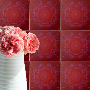 Carreau Royal Elegant Classic Luxury Red Damask Pattern