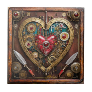 Carreau Rubies Et Couteaux Coeur Steampunk Series