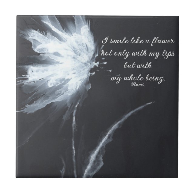 Carreau Rumi Citation Fleur Noir Blanc (Devant)