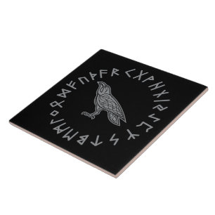Carreau Runes de mythologie de Viking de corneille d'Odin