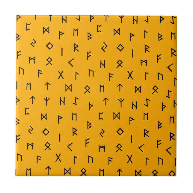 Carreau Runes viking noires sur Mustard Yellow Arrière - p (Devant)