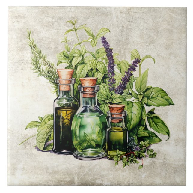 Carreau Rustic Herbs Beautiful Vintage Bottles (Devant)