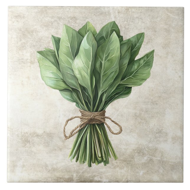 Carreau Rustic Sorrel Herb Faux Ceramic Tile (Devant)