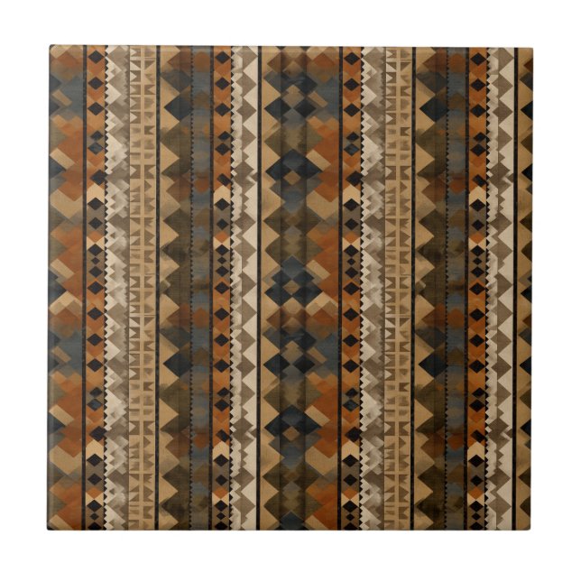 Carreau Rustic Southwestern Stripe Pattern (6) (Devant)
