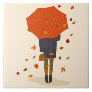 Carreau Rustique Autumn Umbrella Girl
