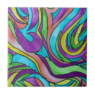Carreau Rythme de Couleur - Art Abstrait à l'Aquarelle Pei